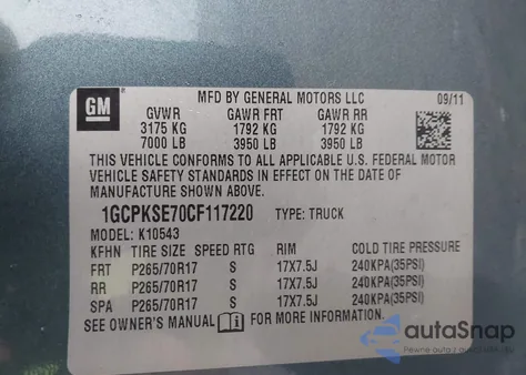 2012 Chevrolet Silverado 1500 Lt from USA, damaged, VIN 1GCPKSE70CF117220